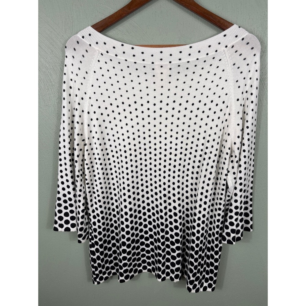 Chicos Black White Polka Dot Ombre Knit Sweater Top Women‎ Size 2 Large - Picture 11 of 12